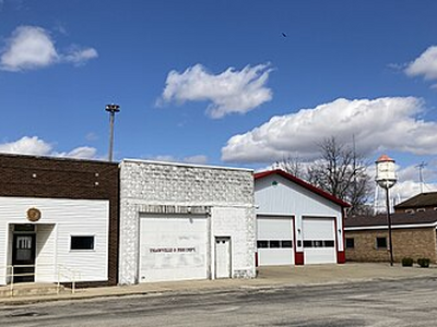 American Legion hall, fire department, and post office, Thawville, IL
